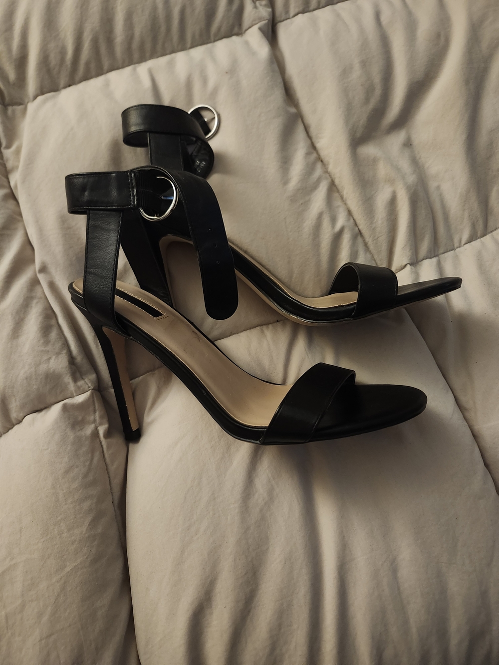 Forever 21 Black Ankle-Strap Stiletto Sandals